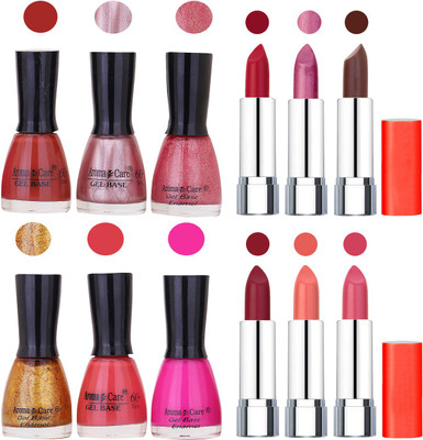 Aroma Care Wholesale Rate Combo of Nail Polish and Rythm Lipstick 552(Set of 12)