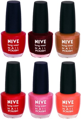 

Nive Colour Blast Nail Lacquer (Set of 6 Nail Polish) Red,Red,Brown,Red,Pink,Orange(Pack of 6)