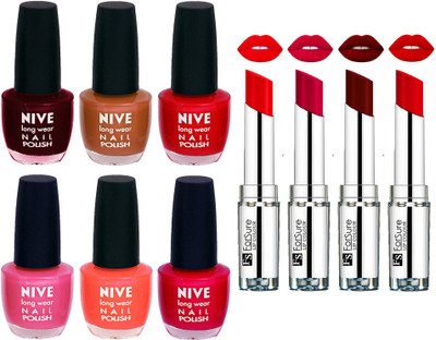

ForSure Velvet Matte Lipsticks + Nive Nail Polish Combo(Set of 10)