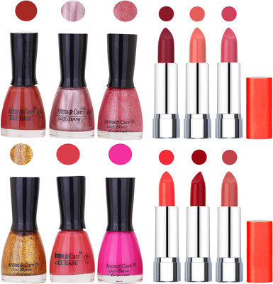 

Aroma Care Wholesale Rate Combo of Nail Polish and Rythm Lipstick 579(Set of 12)