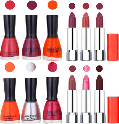 Aroma Care Wholesale Rate Combo of Nail Polish and Rythm Lipstick 623(Set of 12)