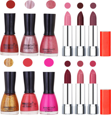 

Aroma Care Wholesale Rate Combo of Nail Polish and Rythm Lipstick 545(Set of 12)