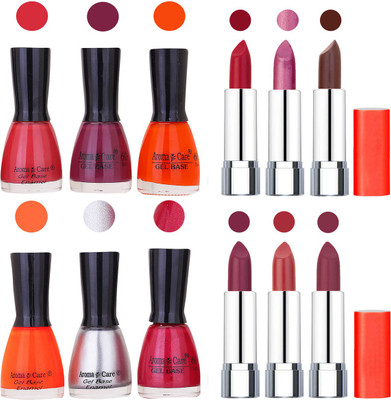 

Aroma Care Wholesale Rate Combo of Nail Polish and Rythm Lipstick 614(Set of 12)