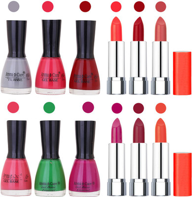 

Aroma Care Wholesale Rate Combo of Nail Polish and Rythm Lipstick 716(Set of 12)