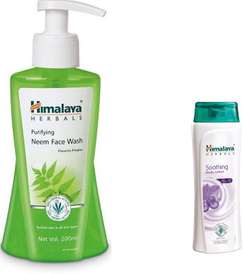 

Himalaya Purifying Neem Face Wash, Soothing Body Lotion(Set of 2)