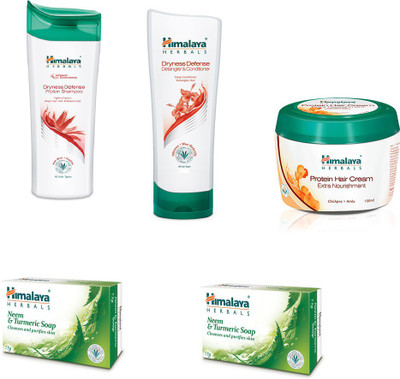 

Himalaya dryness defense protein shampoo, dryness defense protein conditioner,protein hair cream, neem soap(Set of 5)