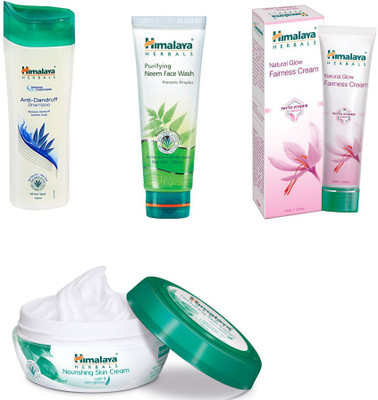 

Himalaya anti dandruff shampoo, anti dandruff hair oil, fairness cream, nourishing skin cream(Set of 4)