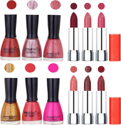 

Aroma Care Wholesale Rate Combo of Nail Polish and Rythm Lipstick 588(Set of 12)