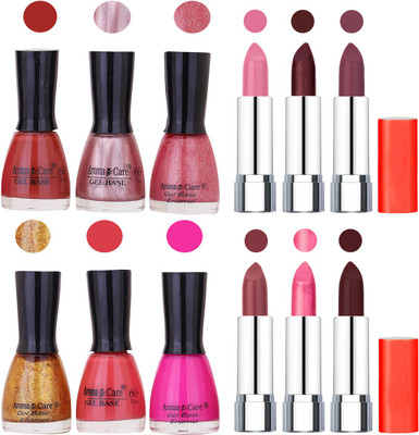 

Aroma Care Wholesale Rate Combo of Nail Polish and Rythm Lipstick 541(Set of 12)