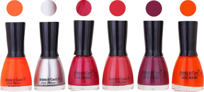 

Aroma Care Candy Long Stay Quick Dry Nail Polish Combo Set of 6 ( Orange, Silver, Maganta Shades) Light Orange, Silver, Maganta Glaiter, Dark Nude, Wine, Neon Orange(Pack of 6)