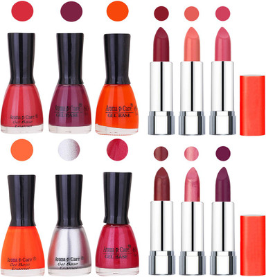 

Aroma Care Wholesale Rate Combo of Nail Polish and Rythm Lipstick 648(Set of 12)