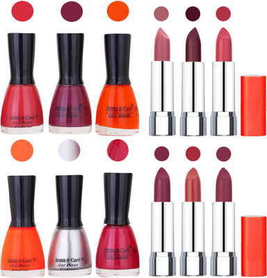 

Aroma Care Wholesale Rate Combo of Nail Polish and Rythm Lipstick 595(Set of 12)