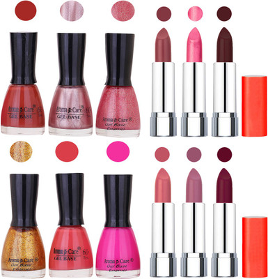 

Aroma Care Wholesale Rate Combo of Nail Polish and Rythm Lipstick 566(Set of 12)
