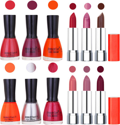 

Aroma Care Wholesale Rate Combo of Nail Polish and Rythm Lipstick 616(Set of 12)