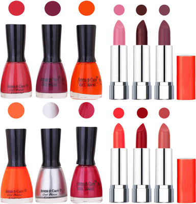 

Aroma Care Wholesale Rate Combo of Nail Polish and Rythm Lipstick 609(Set of 12)