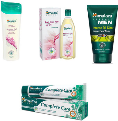 

Himalaya anti hair fall shampoo, anti hair fall hair oil complete care paste, intense oil clear lemon face wash(Set of 4)