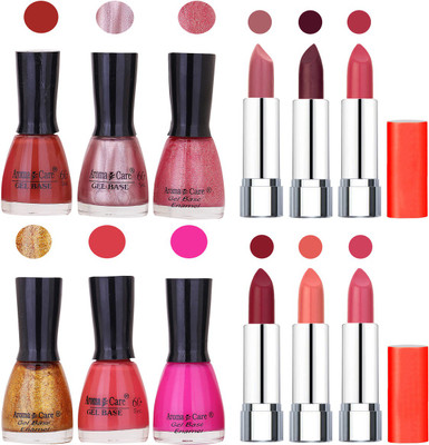 

Aroma Care Wholesale Rate Combo of Nail Polish and Rythm Lipstick 533(Set of 12)