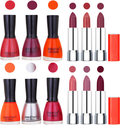 

Aroma Care Wholesale Rate Combo of Nail Polish and Rythm Lipstick 624(Set of 12)