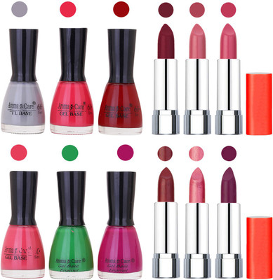

Aroma Care Wholesale Rate Combo of Nail Polish and Rythm Lipstick 720(Set of 12)