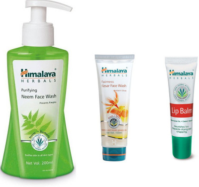 

Himalaya Purifying Neem Face Wash, Fairness Kesar Face Wash, Lip Balm(Set of 3)