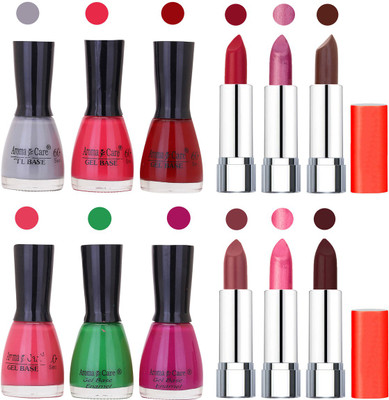 

Aroma Care Wholesale Rate Combo of Nail Polish and Rythm Lipstick 680(Set of 12)