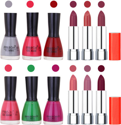 

Aroma Care Wholesale Rate Combo of Nail Polish and Rythm Lipstick 689(Set of 12)