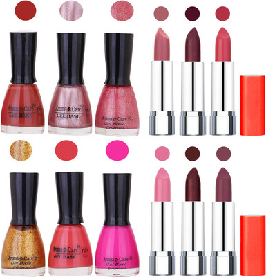 

Aroma Care Wholesale Rate Combo of Nail Polish and Rythm Lipstick 528(Set of 12)