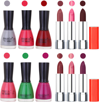 

Aroma Care Wholesale Rate Combo of Nail Polish and Rythm Lipstick 702(Set of 12)