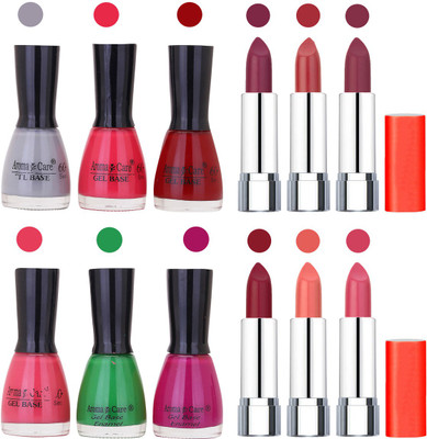 

Aroma Care Wholesale Rate Combo of Nail Polish and Rythm Lipstick 690(Set of 12)