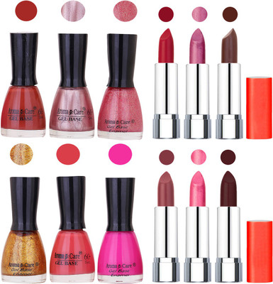 

Aroma Care Wholesale Rate Combo of Nail Polish and Rythm Lipstick 550(Set of 12)
