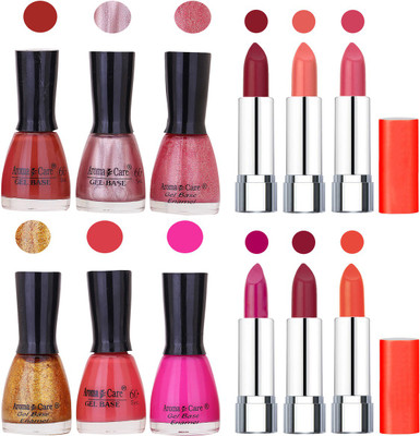 

Aroma Care Wholesale Rate Combo of Nail Polish and Rythm Lipstick 582(Set of 12)