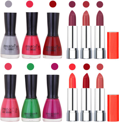 

Aroma Care Wholesale Rate Combo of Nail Polish and Rythm Lipstick 691(Set of 12)