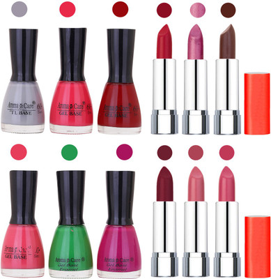 

Aroma Care Wholesale Rate Combo of Nail Polish and Rythm Lipstick 684(Set of 12)