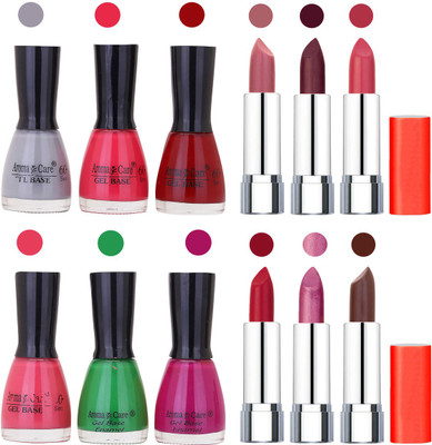 

Aroma Care Wholesale Rate Combo of Nail Polish and Rythm Lipstick 659(Set of 12)