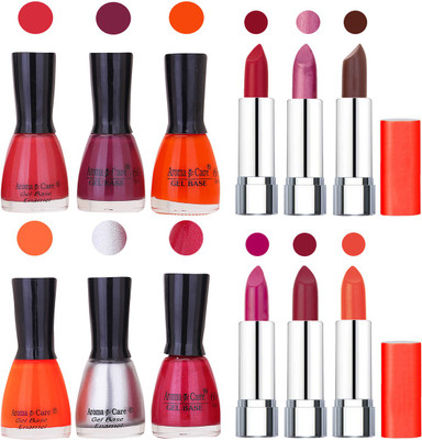 

Aroma Care Wholesale Rate Combo of Nail Polish and Rythm Lipstick 621(Set of 12)