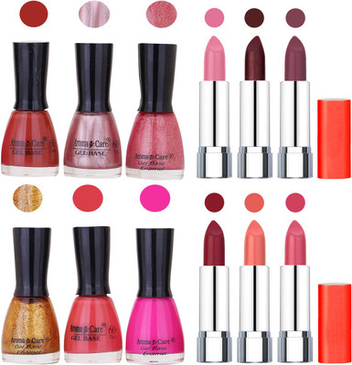 

Aroma Care Wholesale Rate Combo of Nail Polish and Rythm Lipstick 543(Set of 12)