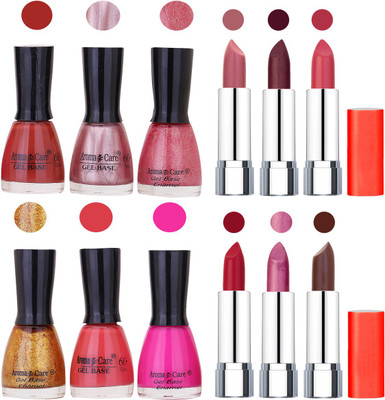 

Aroma Care Wholesale Rate Combo of Nail Polish and Rythm Lipstick 529(Set of 12)
