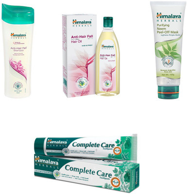 

Himalaya anti hair fall shampoo, anti hair fall hair oil complete care paste, peel of mask(Set of 4)