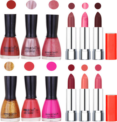 

Aroma Care Wholesale Rate Combo of Nail Polish and Rythm Lipstick 567(Set of 12)