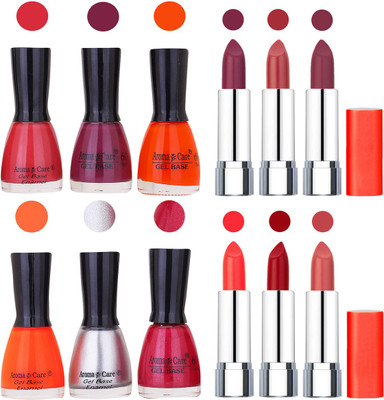

Aroma Care Wholesale Rate Combo of Nail Polish and Rythm Lipstick 626(Set of 12)