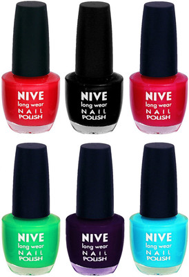 

Nive Colour Blast Nail Lacquer (Set of 6 Nail Polish) Red,Black,Pink,Green,Purple,Blue(Pack of 6)