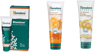 

Himalaya Bleminor Anti Blemish Cream, Tan Removal Orange Face Wash, Tan Removal Orange Peel Off Mask(Set of 3)