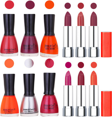 

Aroma Care Wholesale Rate Combo of Nail Polish and Rythm Lipstick 629(Set of 12)