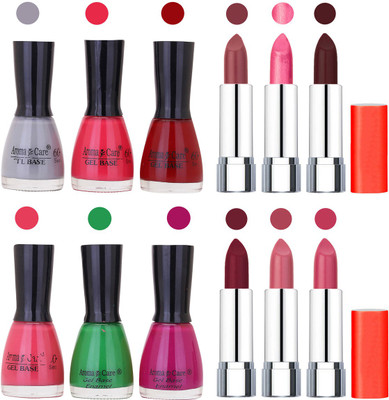 

Aroma Care Wholesale Rate Combo of Nail Polish and Rythm Lipstick 699(Set of 12)