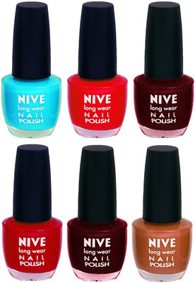 

Nive Colour Blast Nail Lacquer (Set of 6 Nail Polish) Blue,Red,Red,Red,Red,Brown(Pack of 6)