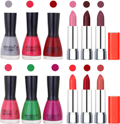

Aroma Care Wholesale Rate Combo of Nail Polish and Rythm Lipstick 674(Set of 12)