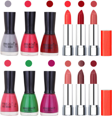 

Aroma Care Wholesale Rate Combo of Nail Polish and Rythm Lipstick 715(Set of 12)