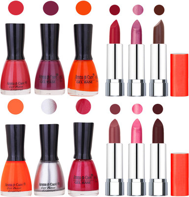 

Aroma Care Wholesale Rate Combo of Nail Polish and Rythm Lipstick 615(Set of 12)