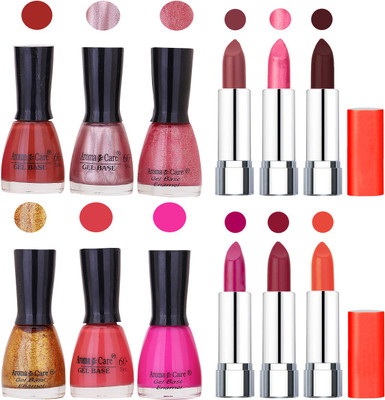 

Aroma Care Wholesale Rate Combo of Nail Polish and Rythm Lipstick 571(Set of 12)