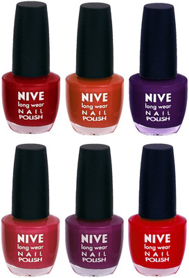 

Nive Colour Blast Nail Lacquer (Set of 6 Nail Polish) Red,Brown,Purple,Pink,Purple,Red(Pack of 6)